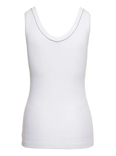Brunello Cucinelli White Tank Top With Monile Detail In White