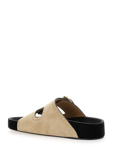 Isabel Marant 'lennyo' Suede Leather Sandals In Beige