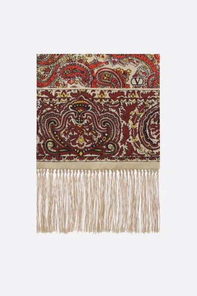 Valentino Garavani Scarves And Foulards In Yellow-orangebordeaux