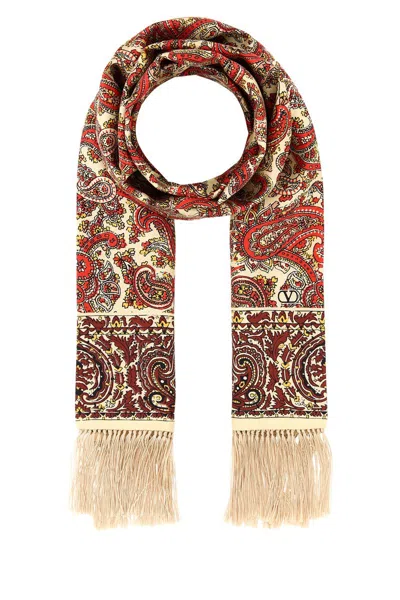 Valentino Garavani Scarves And Foulards In Yellow-orangebordeaux