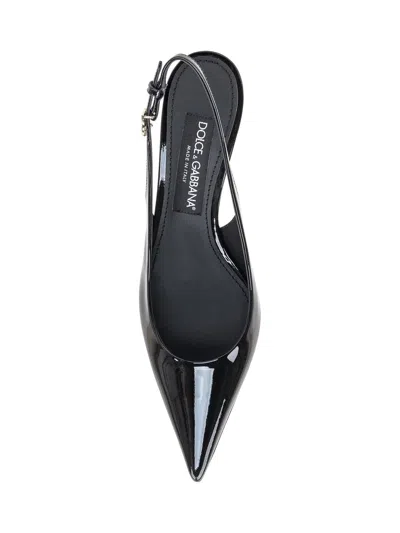 Dolce & Gabbana Tortoiseshell-print Patent Leather Slingbacks In Black