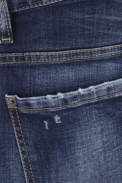 Dsquared2 Distressed Slim-fit Jeans With Paint Splatter Details In Navy