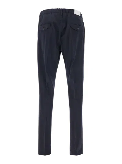 Eleventy Blue Pants With Drawstring Elastic Waist And Logo Patch On The Rear In Blue New