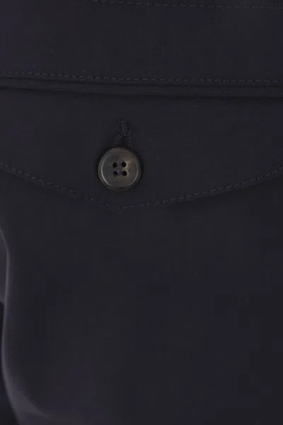 Eleventy Blue Pants With Drawstring Elastic Waist And Logo Patch On The Rear In Blue New