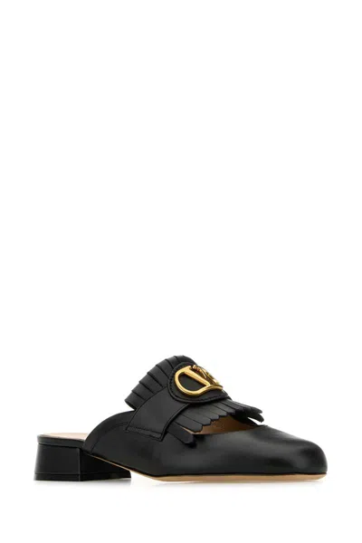Valentino Women's Vlogo Signature Leather Slippers Sandal In Black