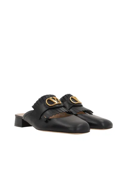 Valentino Women's Vlogo Signature Leather Slippers Sandal In Black