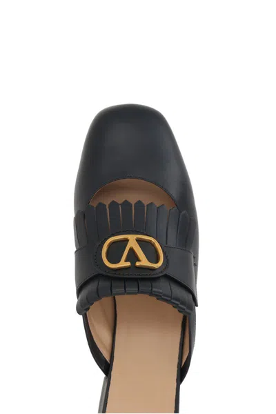 Valentino Women's Vlogo Signature Leather Slippers Sandal In Black