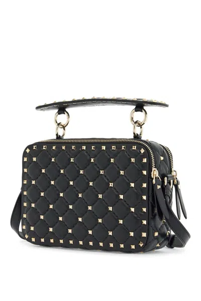 Valentino Borsa A Tracolla Compatta Trapuntata Con Borchie Dorate Nera In Black