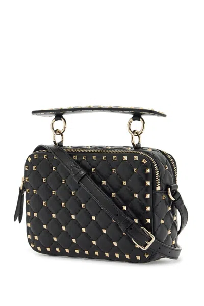 Valentino Borsa A Tracolla Compatta Trapuntata Con Borchie Dorate Nera In Black