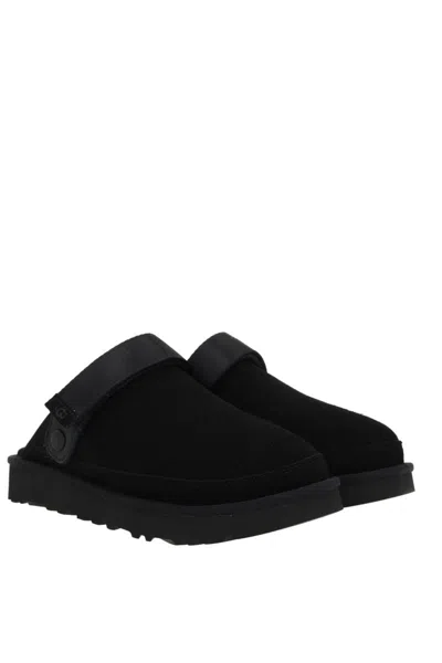Ugg Suede Mules Metallic Microfibre Edge In Black