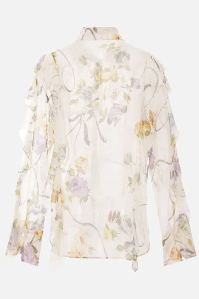 Shop Blumarine Shirts In Wisterie Violet+white