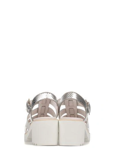 Shop Hogan Silver Leather Heeled Sandal In Gray