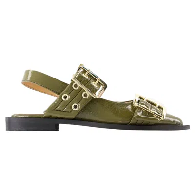 Ganni Ballerina With Buckle In Green