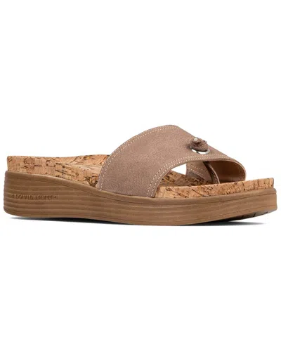 Donald Pliner Farrahspan Leather Wedge Sandal In Brown