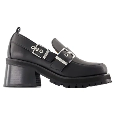 Ganni Loafers With Platform And Buckle In Black