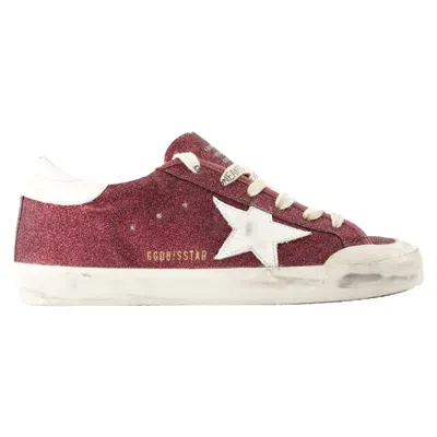 Golden Goose Super Star Sneakers In Bordeaux Glitter In Red