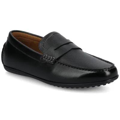 Vance Co. Vance Yates Medium And Wide Width Perforated Slip-on Driving Penny Loafer In Black