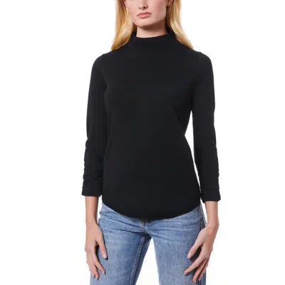 Melissa Paige Womens Solid Knit Mock Turtleneck Sweater In Black