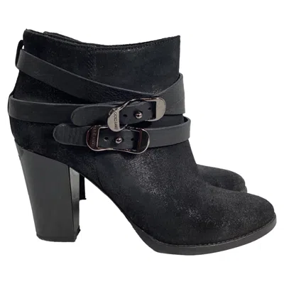 Jimmy Choo Strapped Ankle Boots In Black Suede In Black