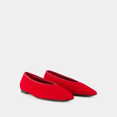 Totême The Minimalist Grosgrain-trimmed Suede Ballet Flats In Red