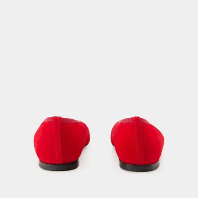 Totême The Minimalist Grosgrain-trimmed Suede Ballet Flats In Red