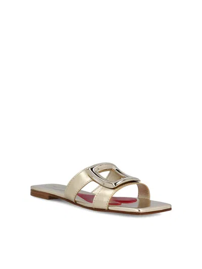 Roger Vivier Viv' By The Sea Metallic Leather Mules In Clear Gold.