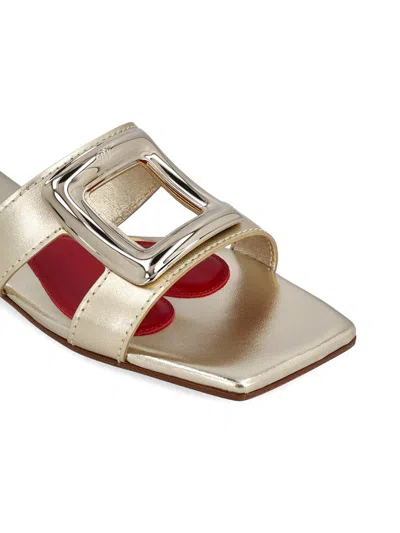 Roger Vivier Viv' By The Sea Metallic Leather Mules In Clear Gold.