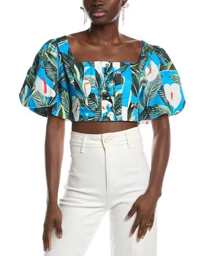 Farm Rio Anthurium Garden Top In Blue