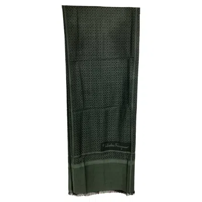 Ferragamo Gancini Scarf In Green Wool In Green