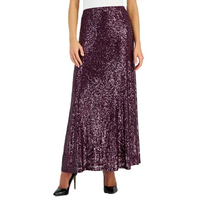 Anne Klein Womens Sequined Polyester A-line Skirt In Brown