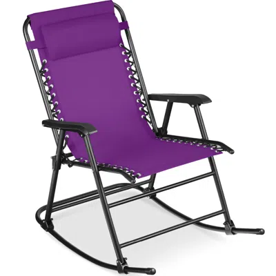 Best Choice Products Folding Outdoor Zero Gravity Rocking Lounge Chair W/ Headrest Pillow