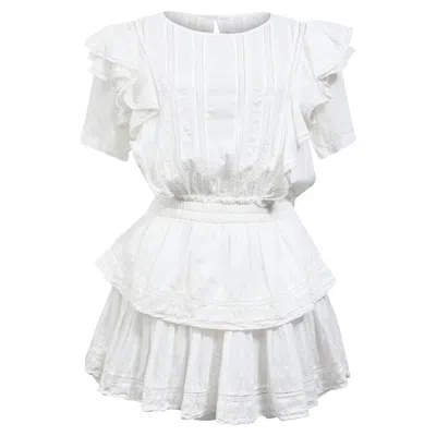 Loveshackfancy Ruffled Mini Dress In White Cotton In White