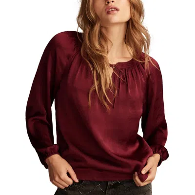 Lucky Brand Notch Neck Peasant Top In Pink