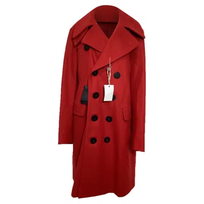 Dsquared2 Long Peacoat In Red Wool In Red