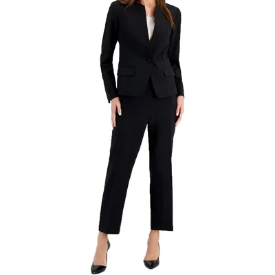 Le Suit Petites Womens Solid Polyester One-button Suit In Black