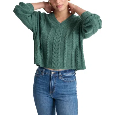Dkny Jeans Womens Knit Cable Knit V-neck Sweater In Grey