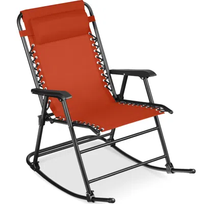 Best Choice Products Folding Outdoor Zero Gravity Rocking Lounge Chair W/ Headrest Pillow