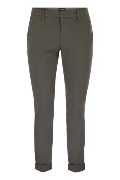 Dondup Gaubert Slim Fit Gabardine Trousers In Grey