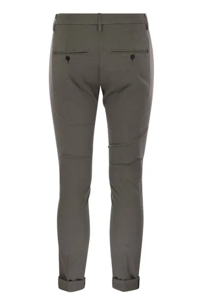 Dondup Gaubert Slim Fit Gabardine Trousers In Grey