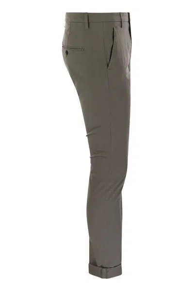 Dondup Gaubert Slim Fit Gabardine Trousers In Grey