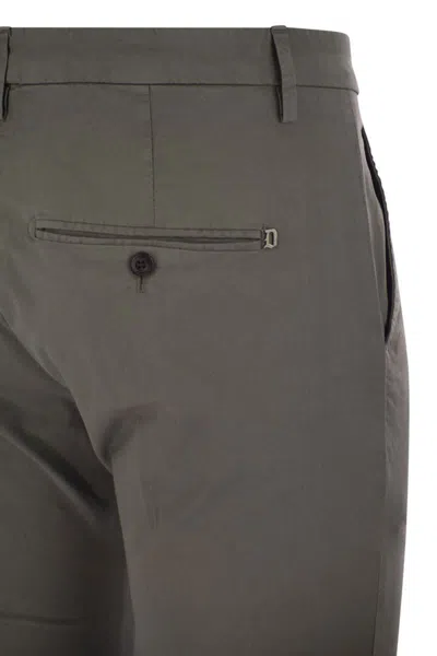 Dondup Gaubert Slim Fit Gabardine Trousers In Grey