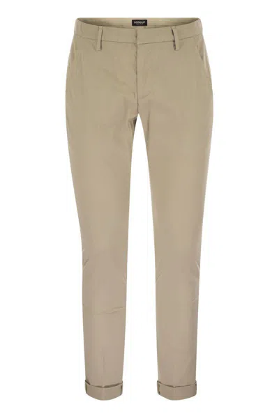 Dondup Gaubert Slim Fit Gabardine Trousers In Light Beige