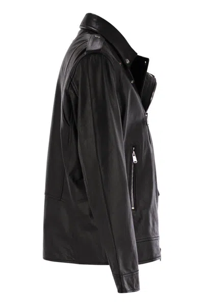 Dondup Leather Jacket In Black