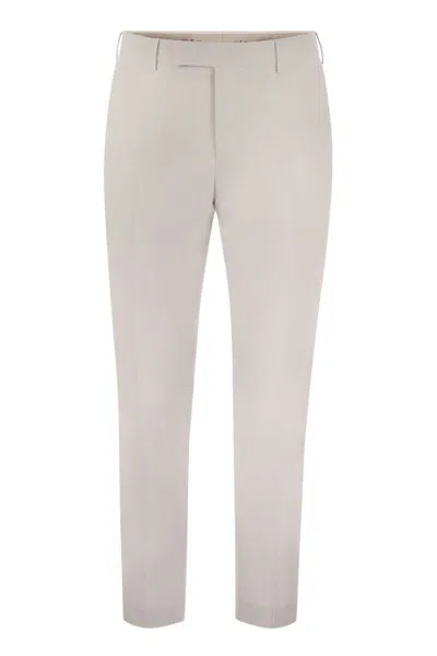 Pt Torino Dieci - Stretch Virgin Wool Trousers In Ice