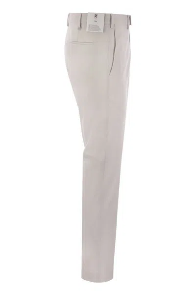 Pt Torino Dieci - Stretch Virgin Wool Trousers In Ice