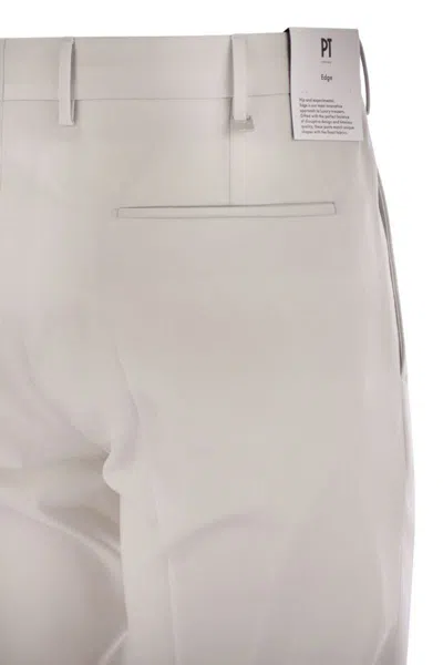 Pt Torino Dieci - Stretch Virgin Wool Trousers In Ice