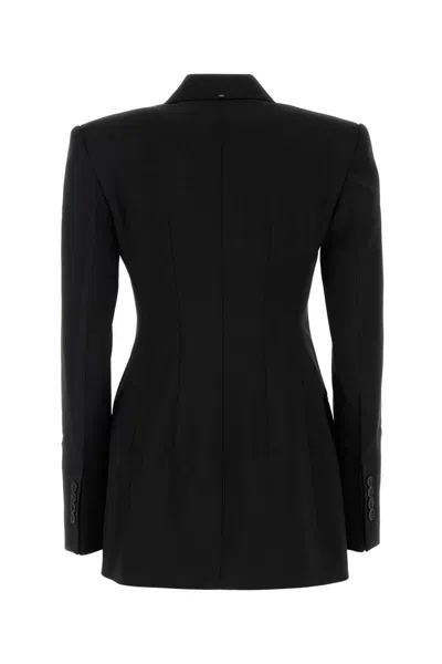 Sportmax Double-breasted Virgin Wool Blazer In Black