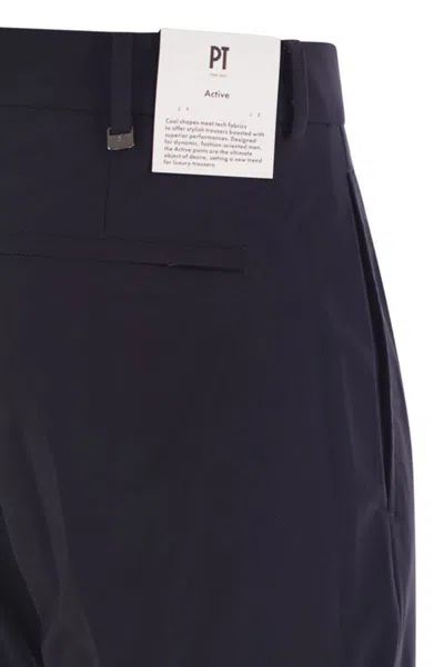 Pt Torino Epsilon Trousers In Technical Fabric In Navy