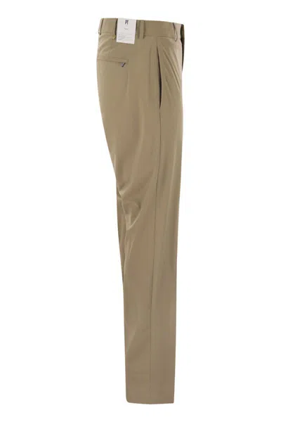 Pt Torino Epsilon Trousers In Technical Fabric In Brown