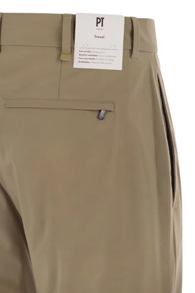 Pt Torino Epsilon Trousers In Technical Fabric In Brown